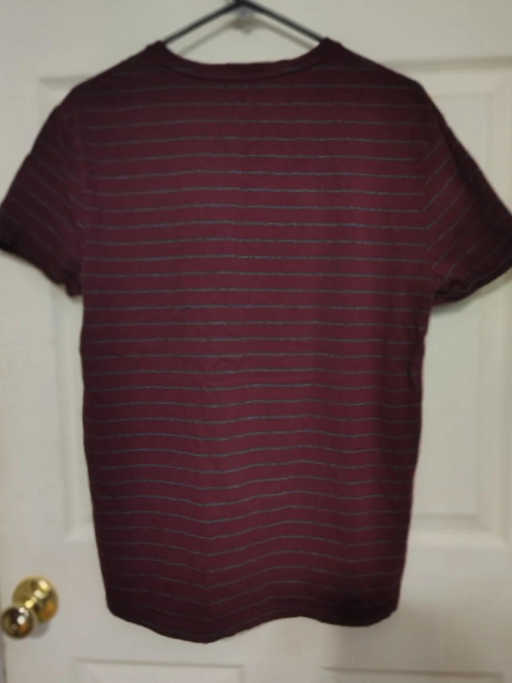 Polo Ralph Lauren Mens Crew Neck Striped T-Shirt Burgundy Gray Logo Size M Prep